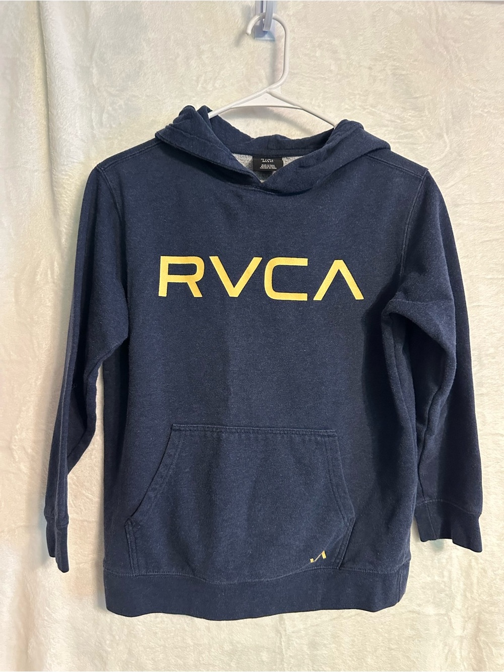 RVCA Navy Hoodie with Yellow RVCA Logo